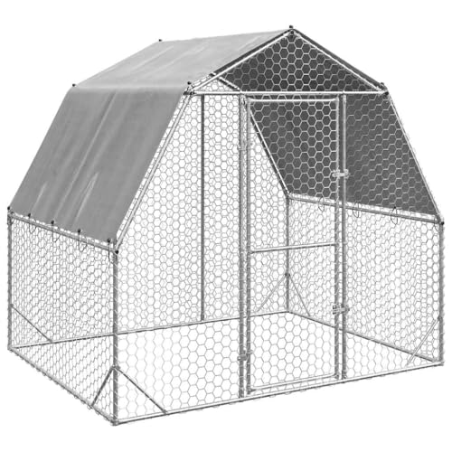 Vidaxl Recinto Per Polli Con Tetto 2,5X2X2,25 M In Acciaio Zincato, Recinto Per Polli Walk-In, Pollaio In Metallo, Pollaio Walkin, Pollaio Walk-In