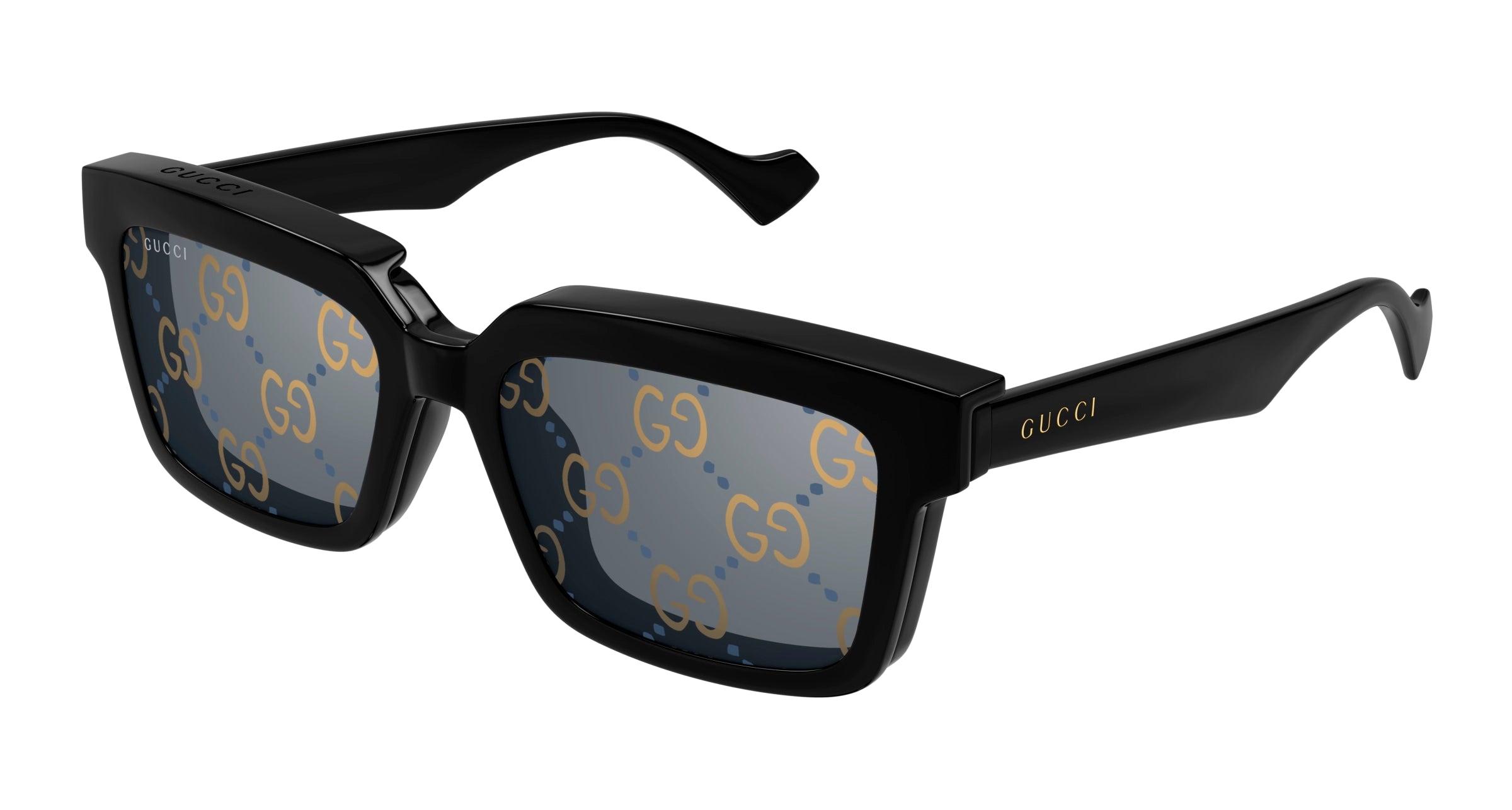 Gucci Uomo Gg1543S 001 Occhiali Da Sole Acetato Nero Trasparente Squadrata Normale