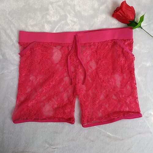 Per donna Pantaloni caldi Intimo Sensuale Breve Tinta unita Pizzo Sport Media elasticità Nero Bianco Rosso Viola