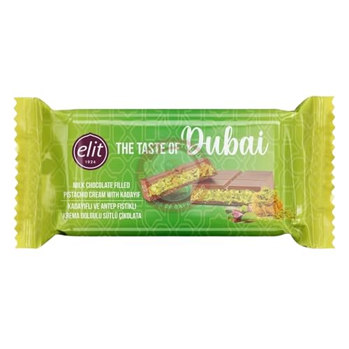 Elit Dubai Chocolate, Barretta Di Cioccolato Dubai Con Cioccolato Al Latte, Pistacchio E Kadayif (1 X 90Gr)