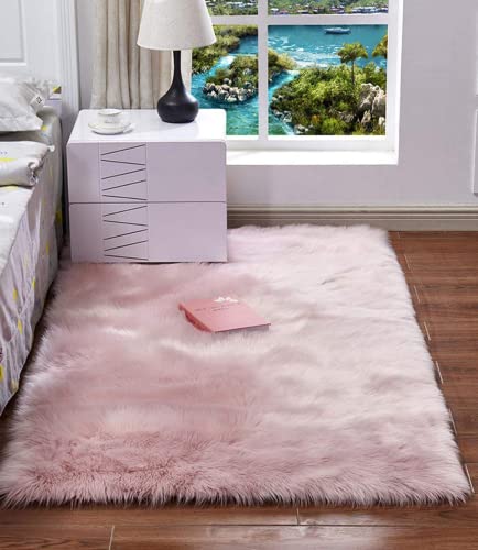 Haresle Tappeto Piccolo Salotto Rettangolare Antiscivolo Adatto Per La Decorazione Domestica In Soggiorno E Camera Da Letto, Rosa/60X90 Cm