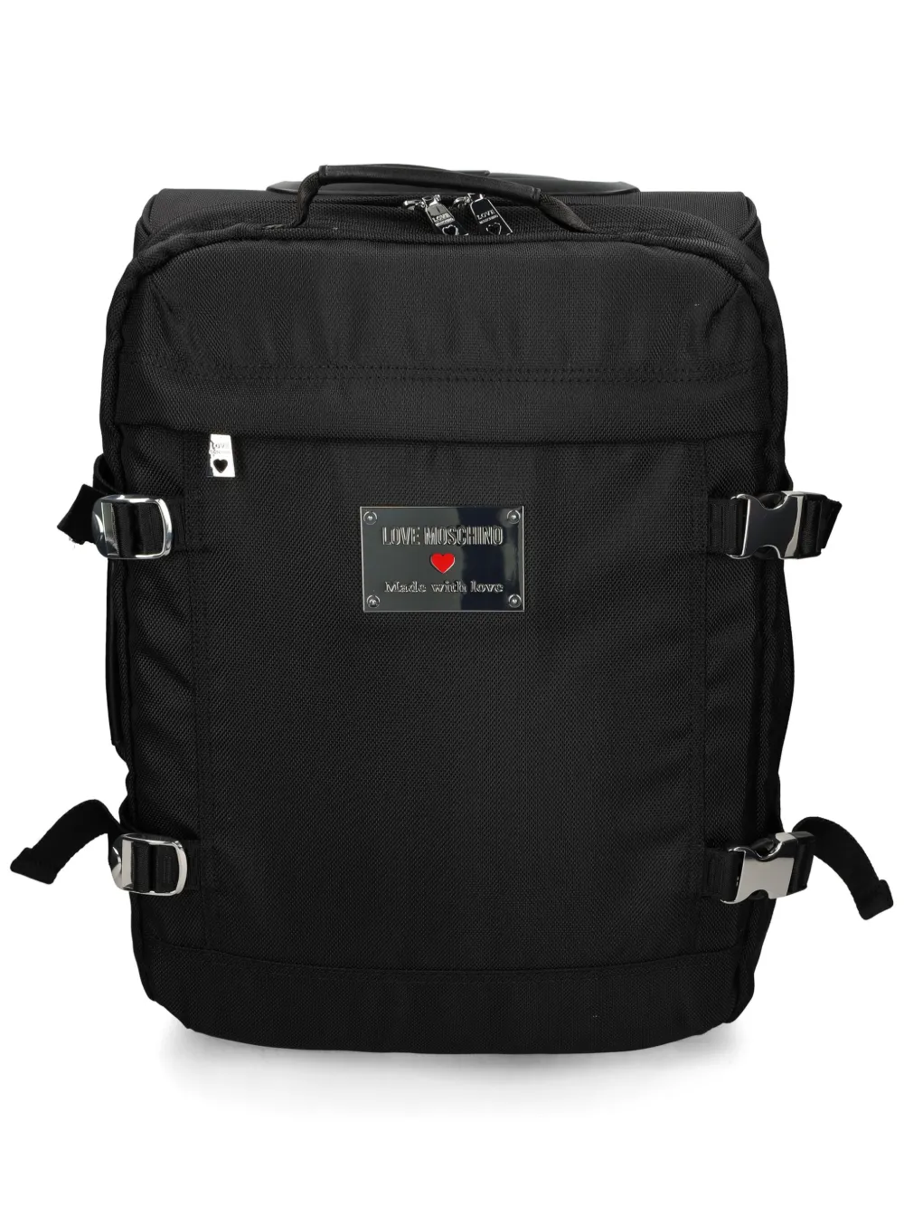 Love Moschino logo plaque luggage - Nero