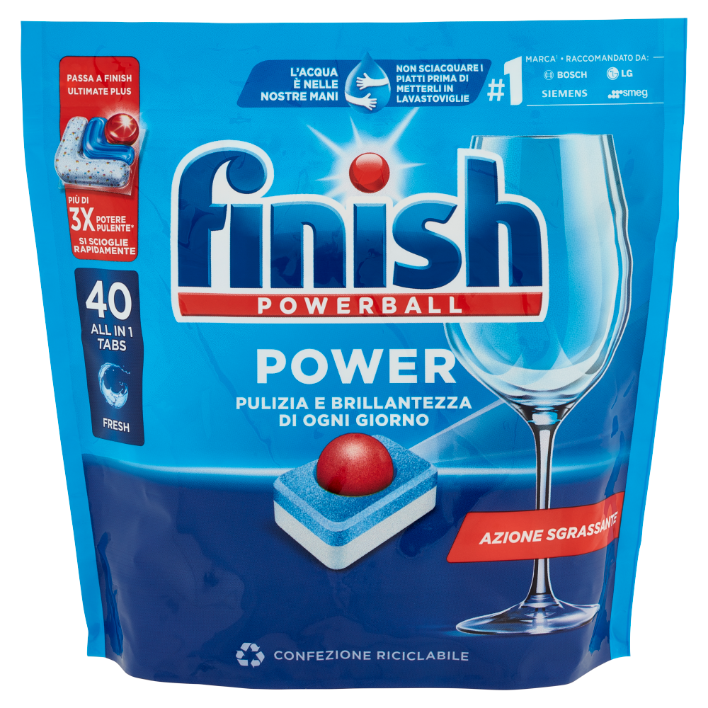 Finish Power Fresh Tabs Lavastoviglie 40 Lavaggi - -