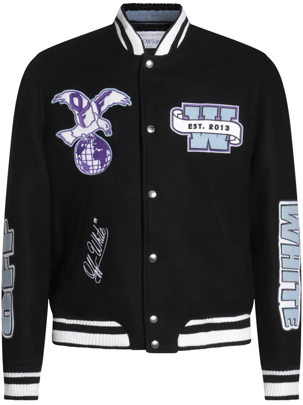Off-White logo-patch bomber jacket - Nero