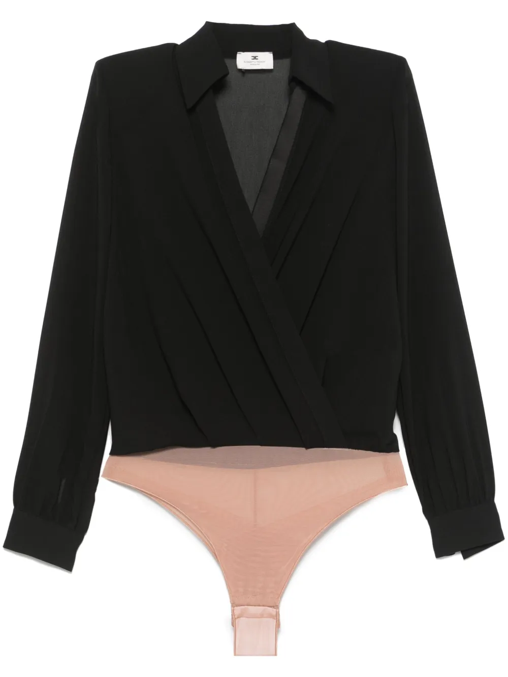 Elisabetta Franchi cufflink-detail georgette bodysuit - Nero