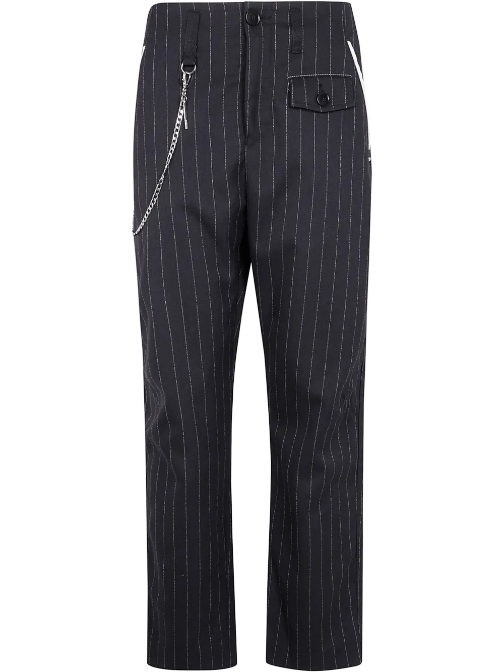 High striped straight-leg trousers - Nero