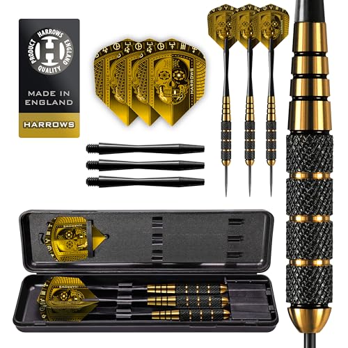 Harrows Vodoo Brass Darts, Freccette Con Punta In Acciaio Uomo, Giallo/Nero, 25 G