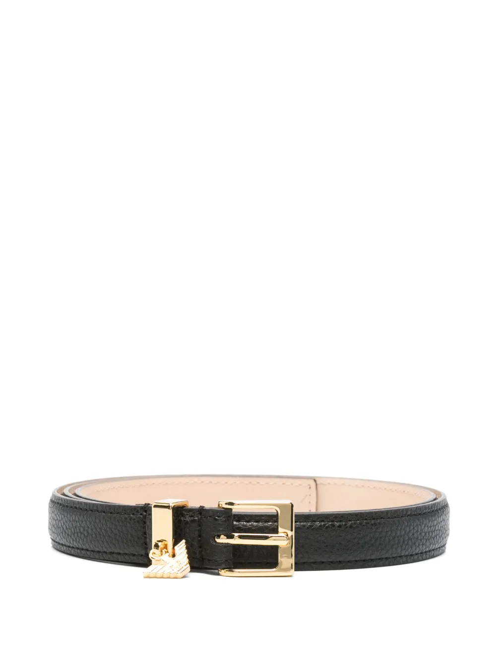 Emporio Armani Eagle logo-charm leather belt - Nero