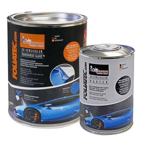 Foliatec Car Body Spray Film (Pellicola Spray Carrozzeria) Sigillatura - Claro Lucido - 2X 1L Sealer + 1X 1L Induritore