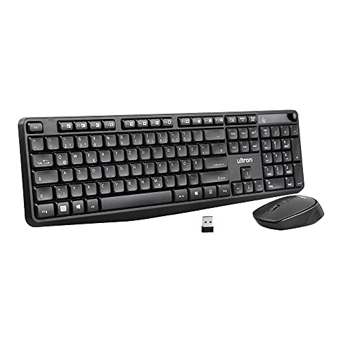 Ultron Umc300 - Mouse Wireless Con Tastiera E Mouse Da 2,4 Ghz, Connessione Tramite Ricevitore Easylink Nano Usb, Portata 10 M, 15 Tasti Fn, Batteria