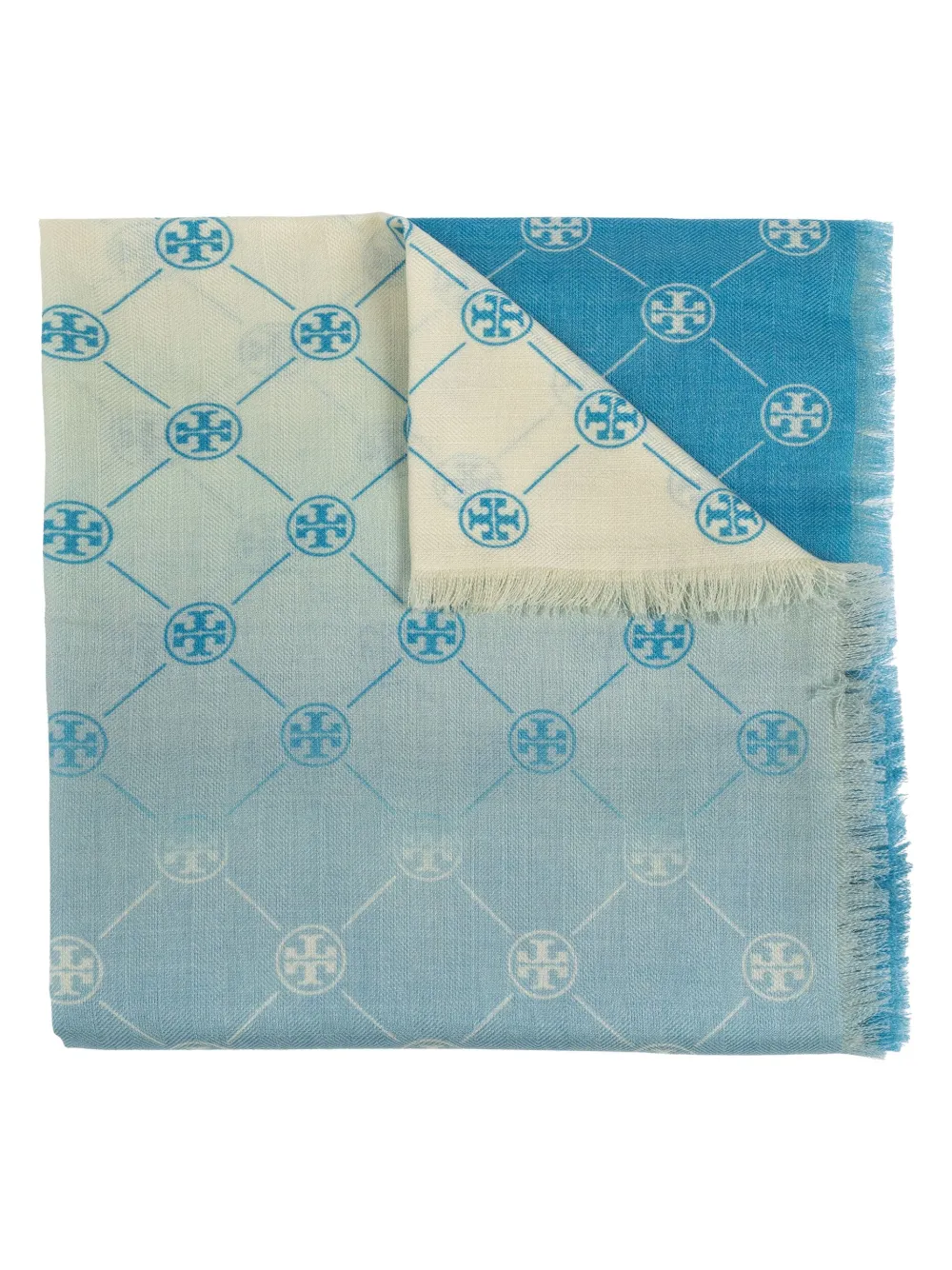 Tory Burch T Monogram scarf - 400 BLUE/WHITE