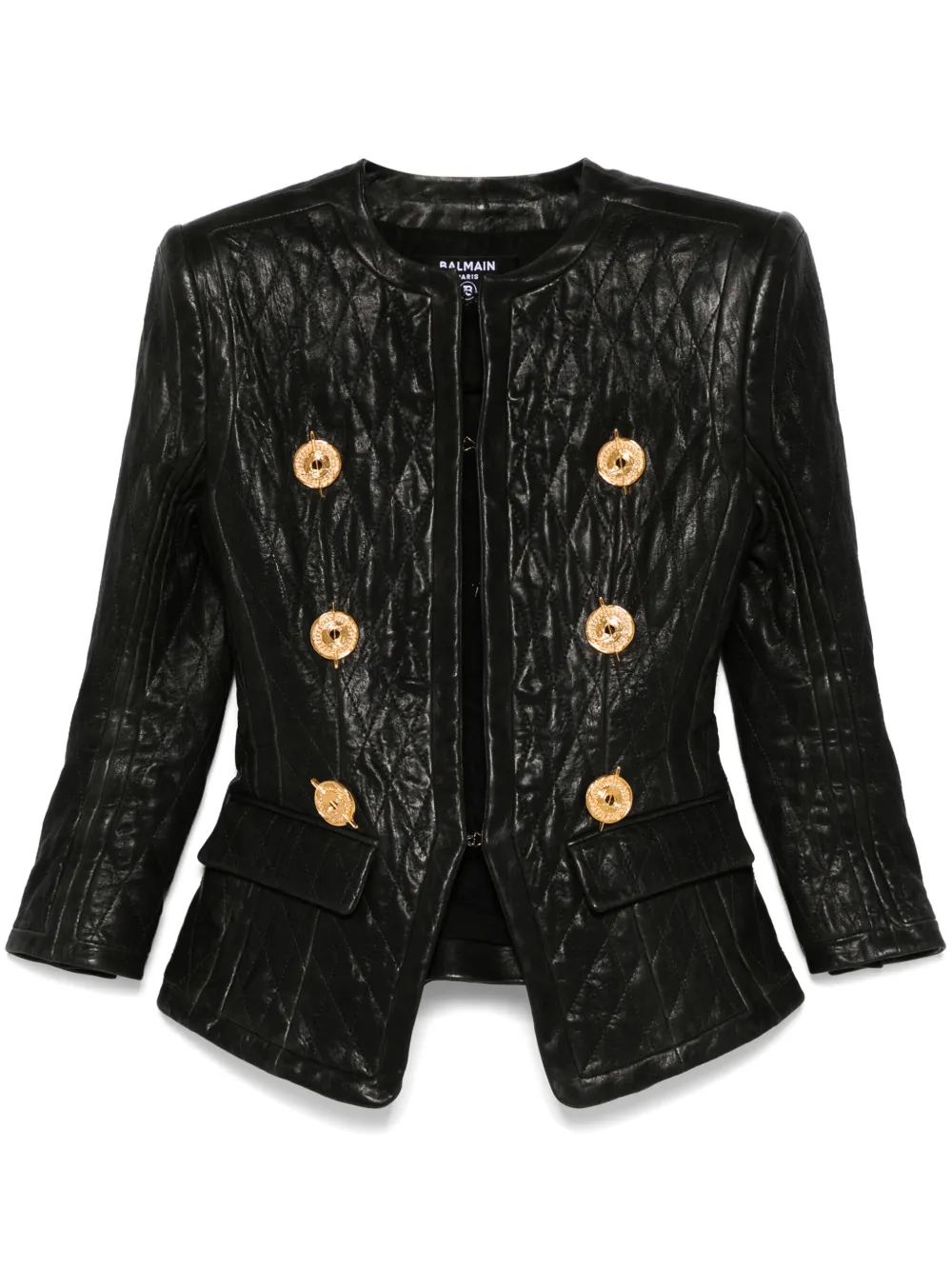 Balmain quilted leather jacket - Nero