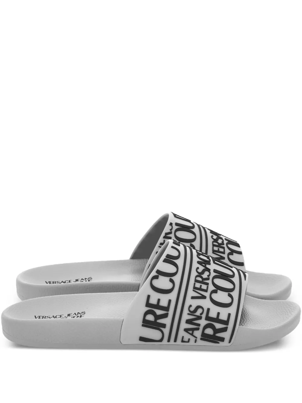 Versace Jeans Couture rubberised-logo slides - Bianco