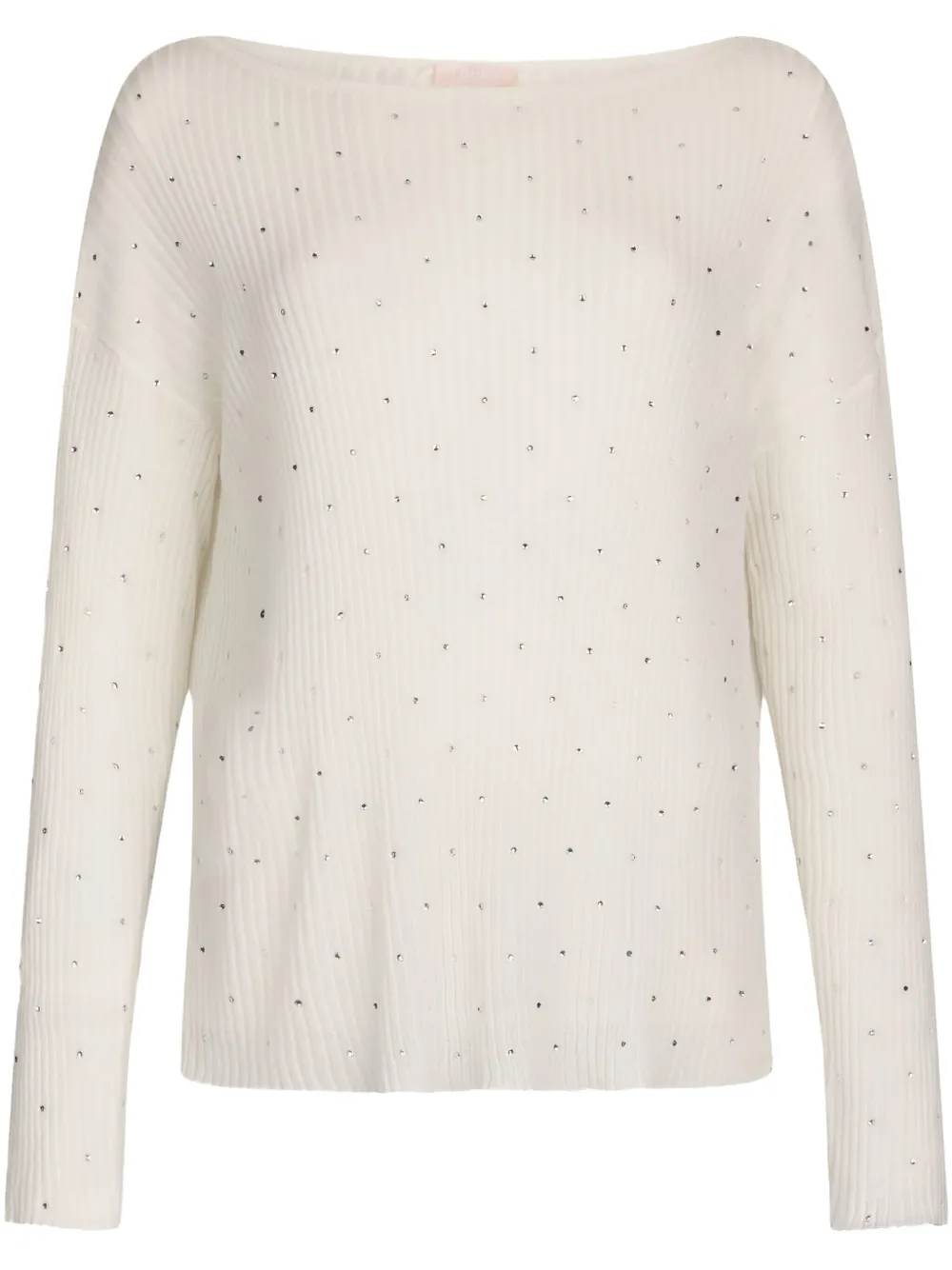 LIU JO White jumper with rhinestones - Bianco