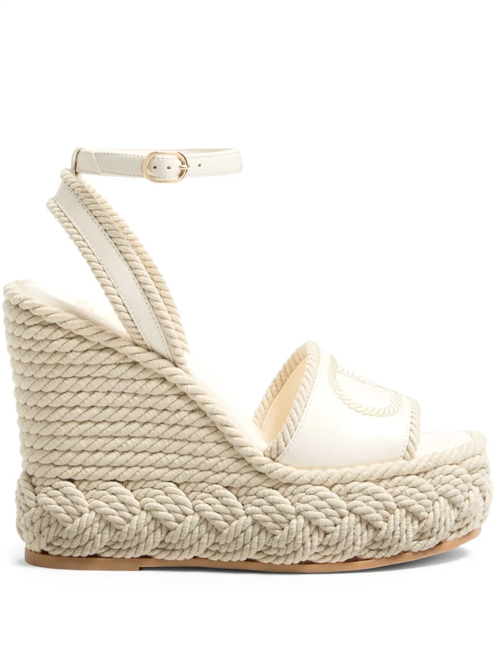 Valentino Garavani 130mm VLogo Torchon wedge espadrilles - Bianco