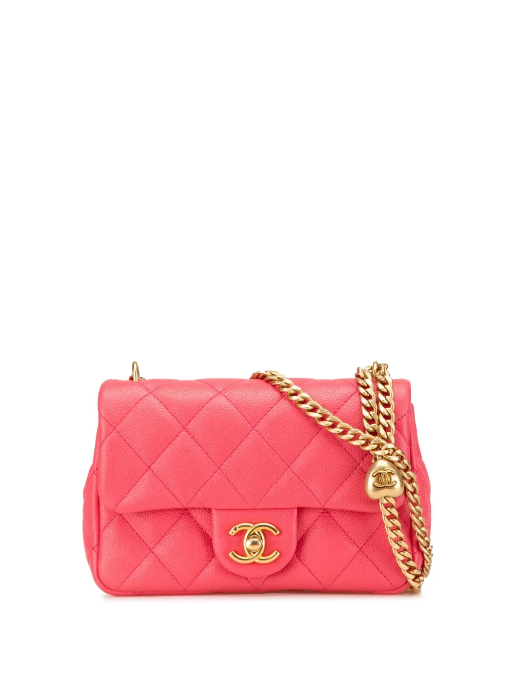 CHANEL Pre-Owned 2021-2024 Mini Quilted Caviar Sweetheart Flap crossbody bag - Rosa