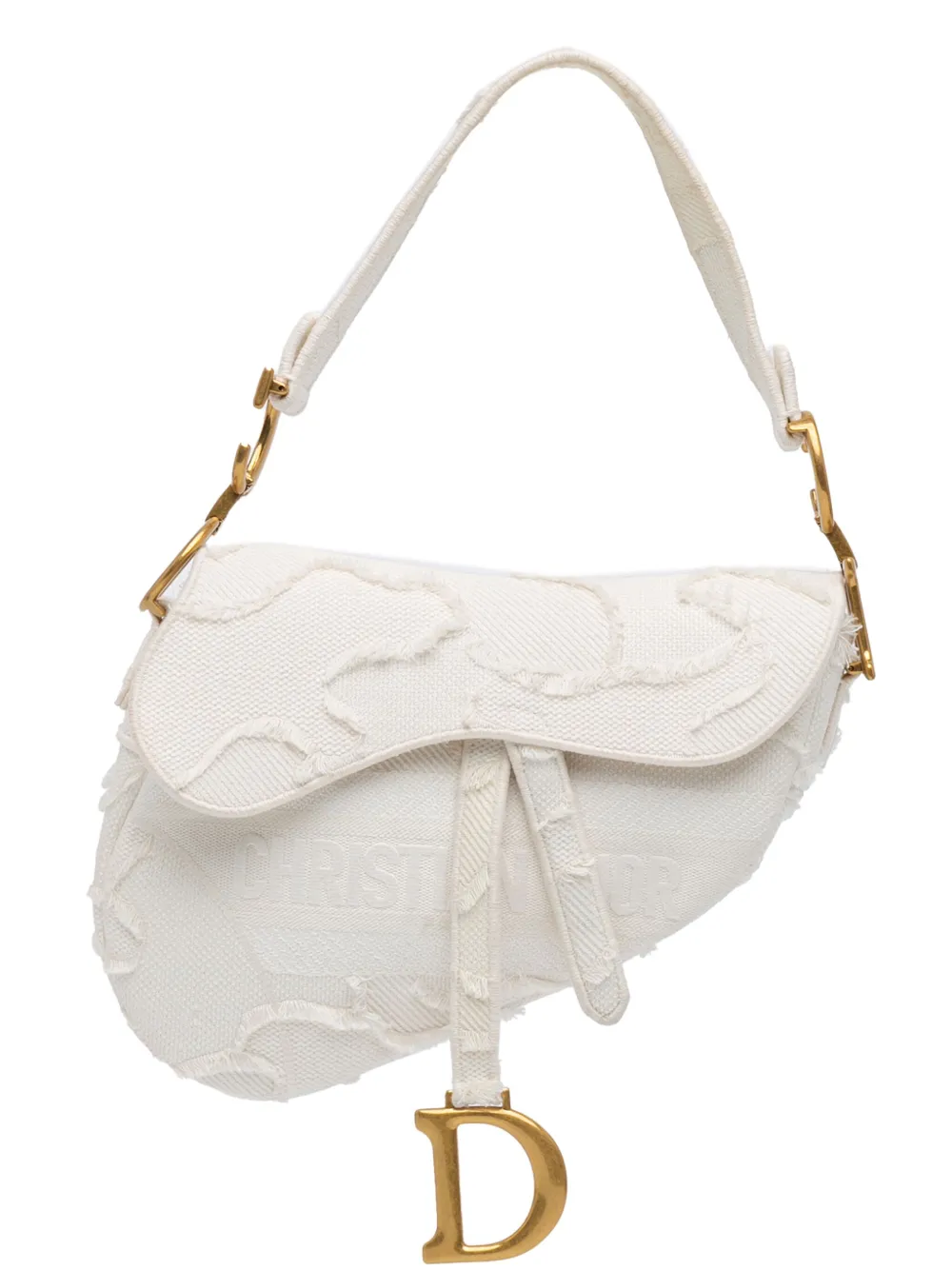 Christian Dior Pre-Owned 2020 Embroidered Canvas Camouflage Saddle Bag shoulder bag - Bianco