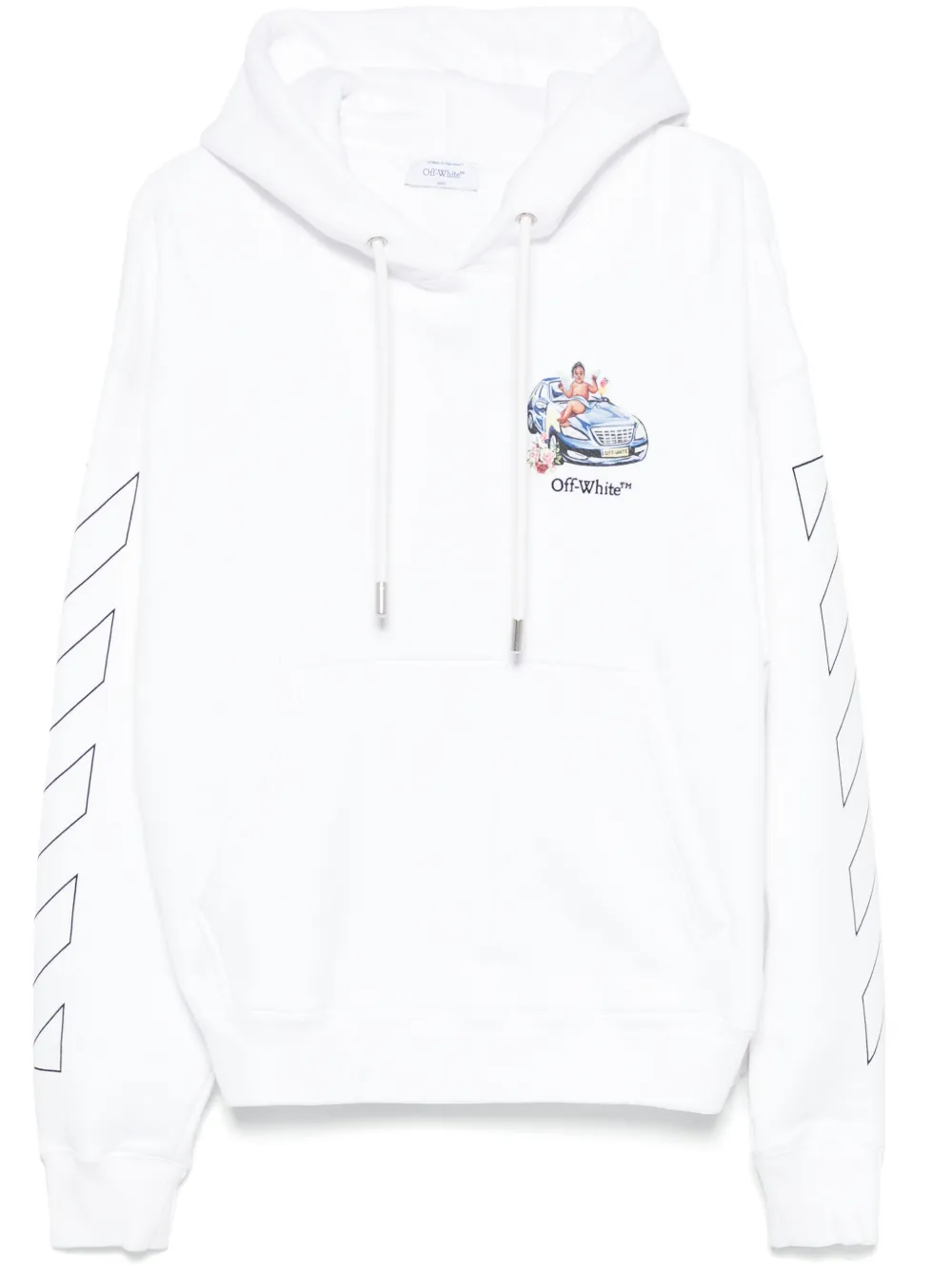 Off-White Felpa con cappuccio e logo - Bianco