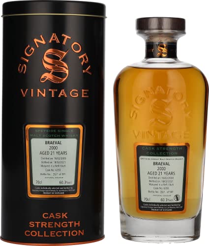 Signatory Vintage Braeval 21 Years Old Cask Strength 2000 60,3% Vol. 0,7L In Tinbox