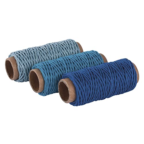 Rayher Set Cordoncino Canapa, 1Mm Ø, Tonalità Blu, 3 Colori Á 12M, Bus.Blis. 36M, 53925000