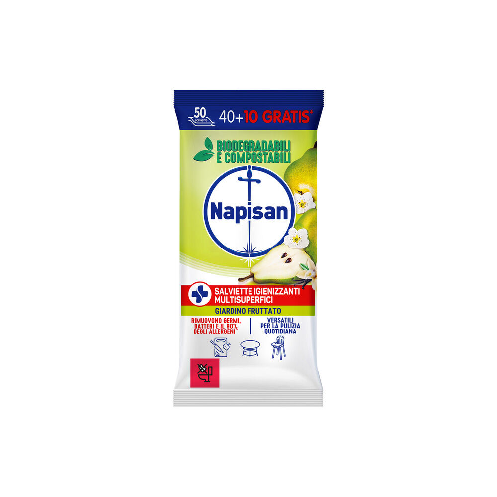 Napisan Salviette Igienizzanti Biodegradabili Freschezza Floreale 50 pezzi - -