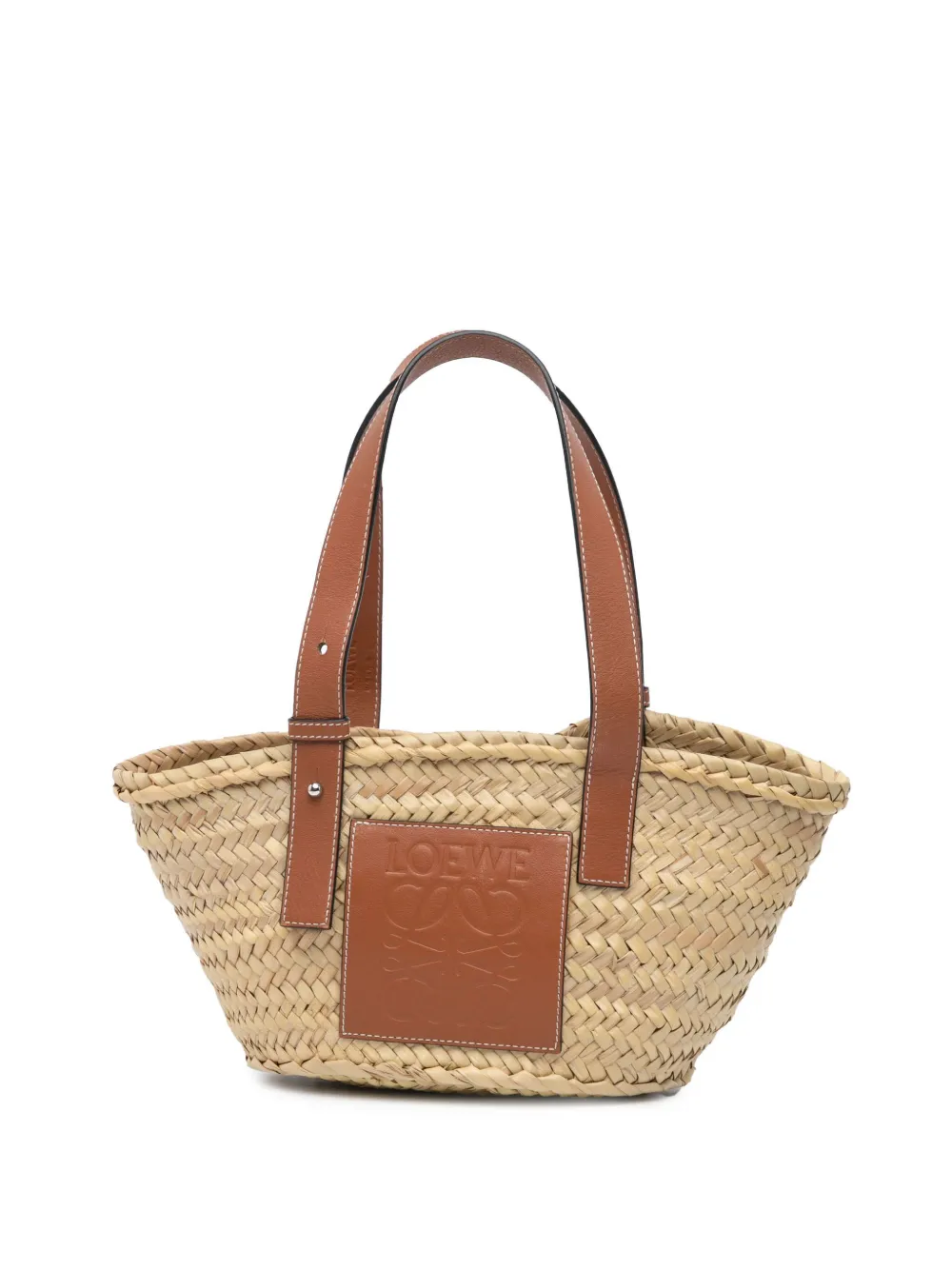 Loewe Pre-Owned 2019 Small Raffia Basket tote bag - Marrone