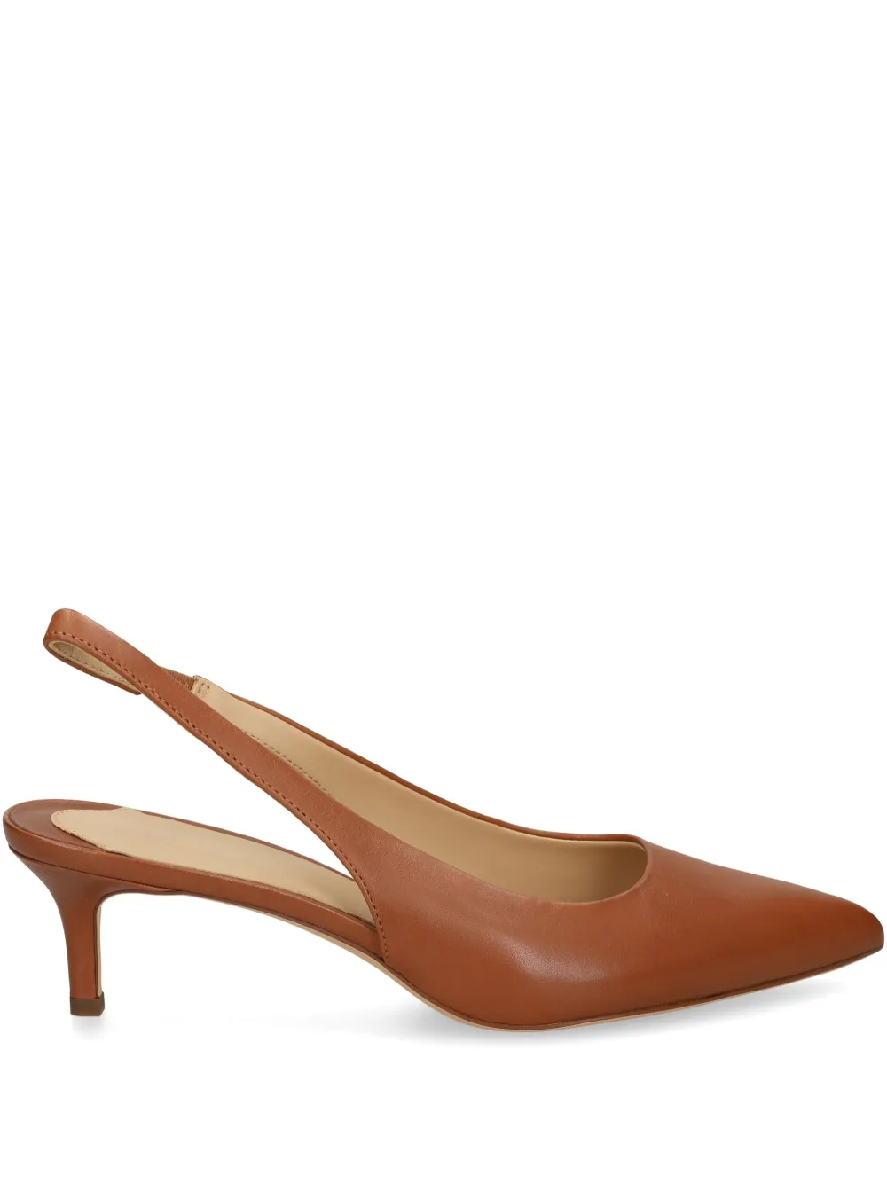 Lauren Ralph Lauren 50mm leather slingback pumps - Marrone