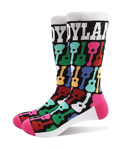Bob Dylan Calzini Guitar Pattern Logo Nuovo Ufficiale Unisex Nero (Uk Size 7-11) Size Uk Size 7-11