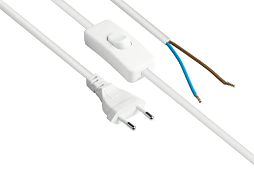 Good Connections P0386-W015 - Cavo Di Rete Europeo, Spina Europea Tipo C (Dritta) Su Estremità Isolate, Cavo Di Alimentazione Con Interruttore, 0,75 M