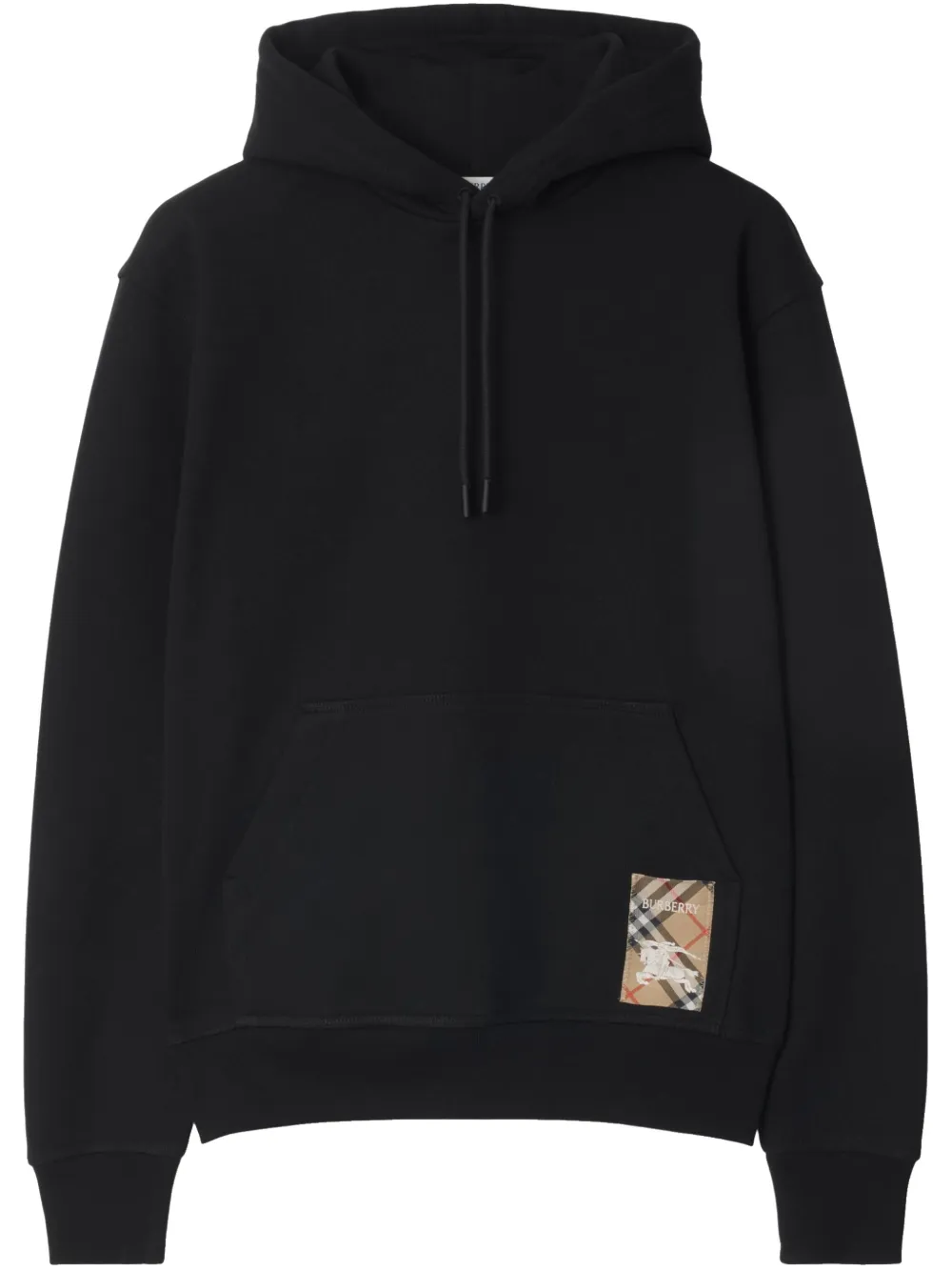 Burberry check-label cotton hoodie - Nero