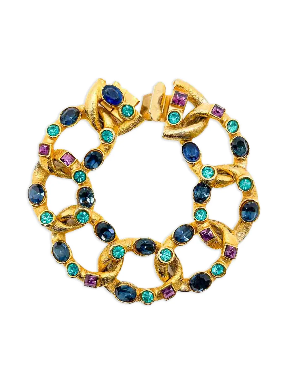 Jennifer Gibson Jewellery 1960s pre-owned crystal-embellished curb bracelet - Oro