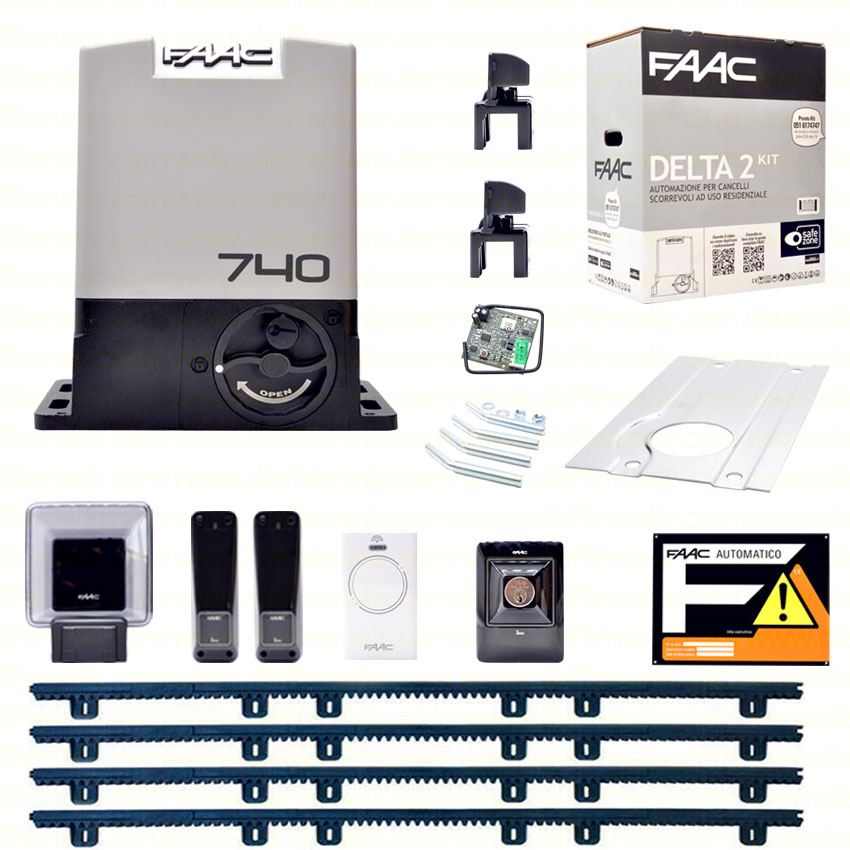 Kit automazione cancello scorrevole faac delta 2 kit 230v safe delta2kit 4 mt cr