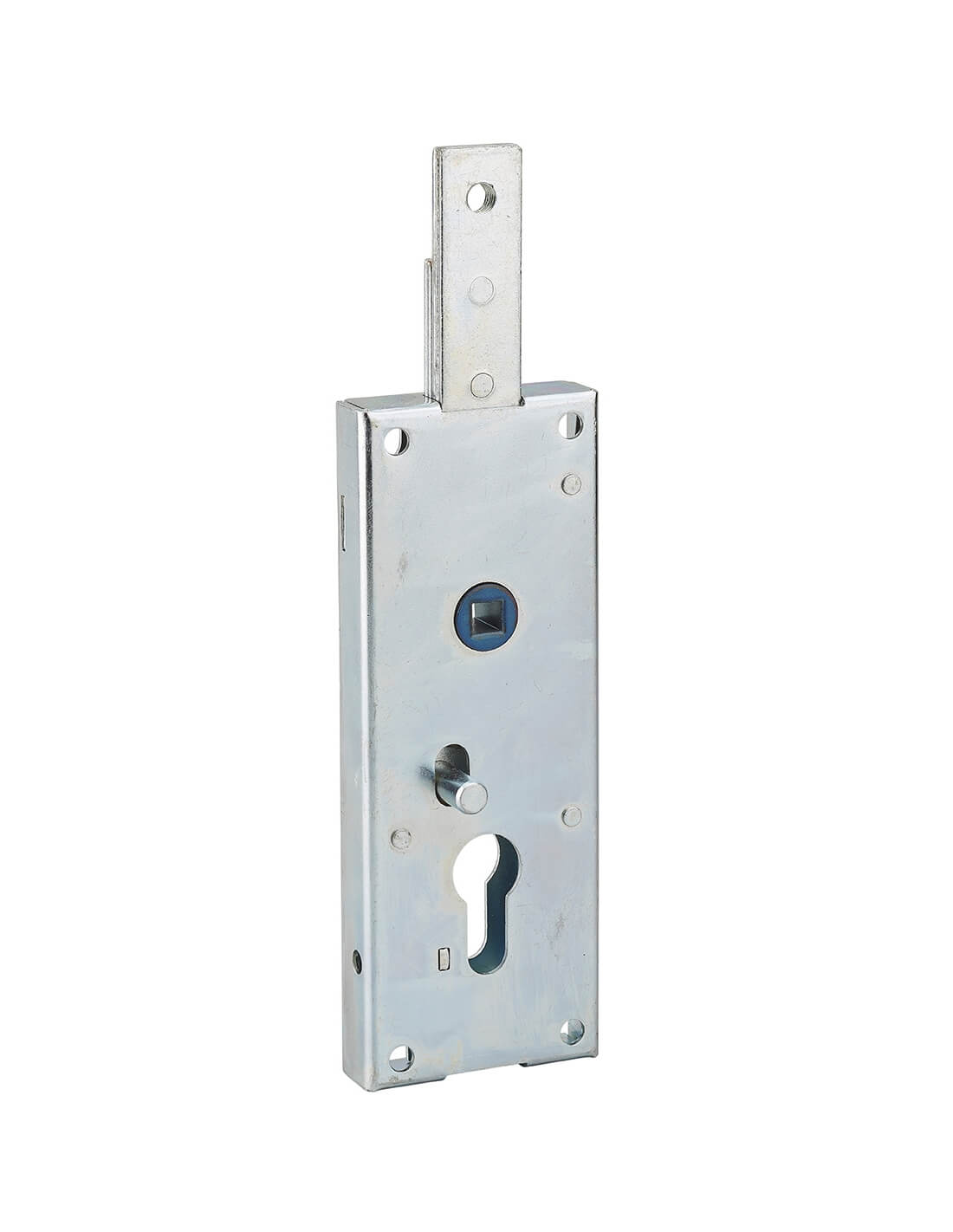 Serratura per porta basculante 1 punto in alto, a cilindro europeo, per garage, 60x160mm, quadro 7mm, zincato - thirard