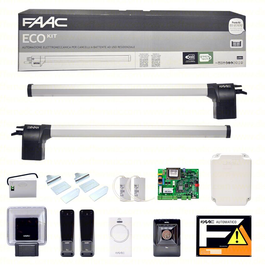 Kit automazione per cancelli a battente 230v ecokit faac 105632445 automatismi