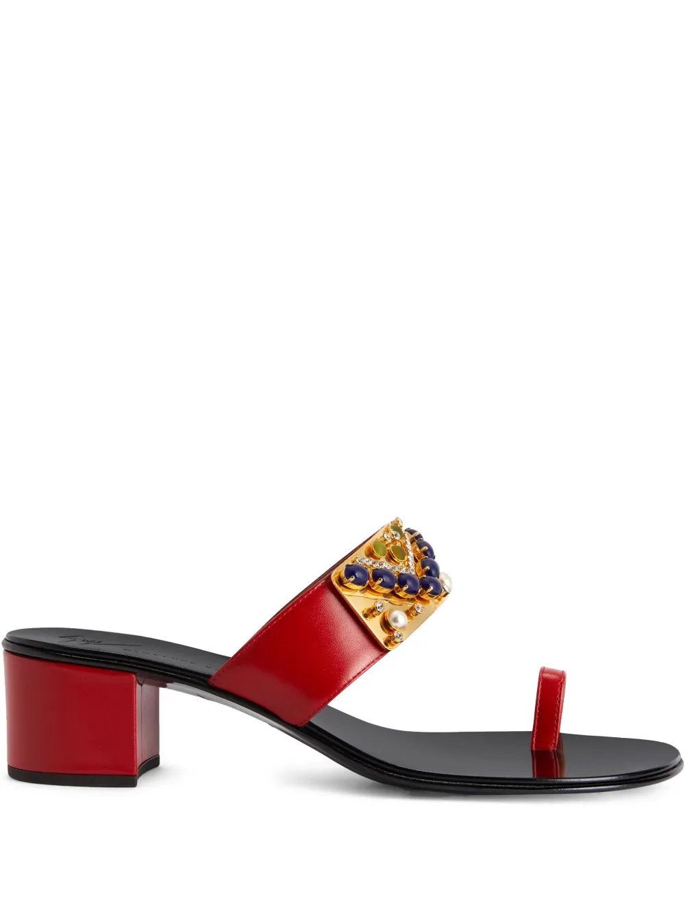 Giuseppe Zanotti rhinestone-embellished block-heel sandals - Rosso