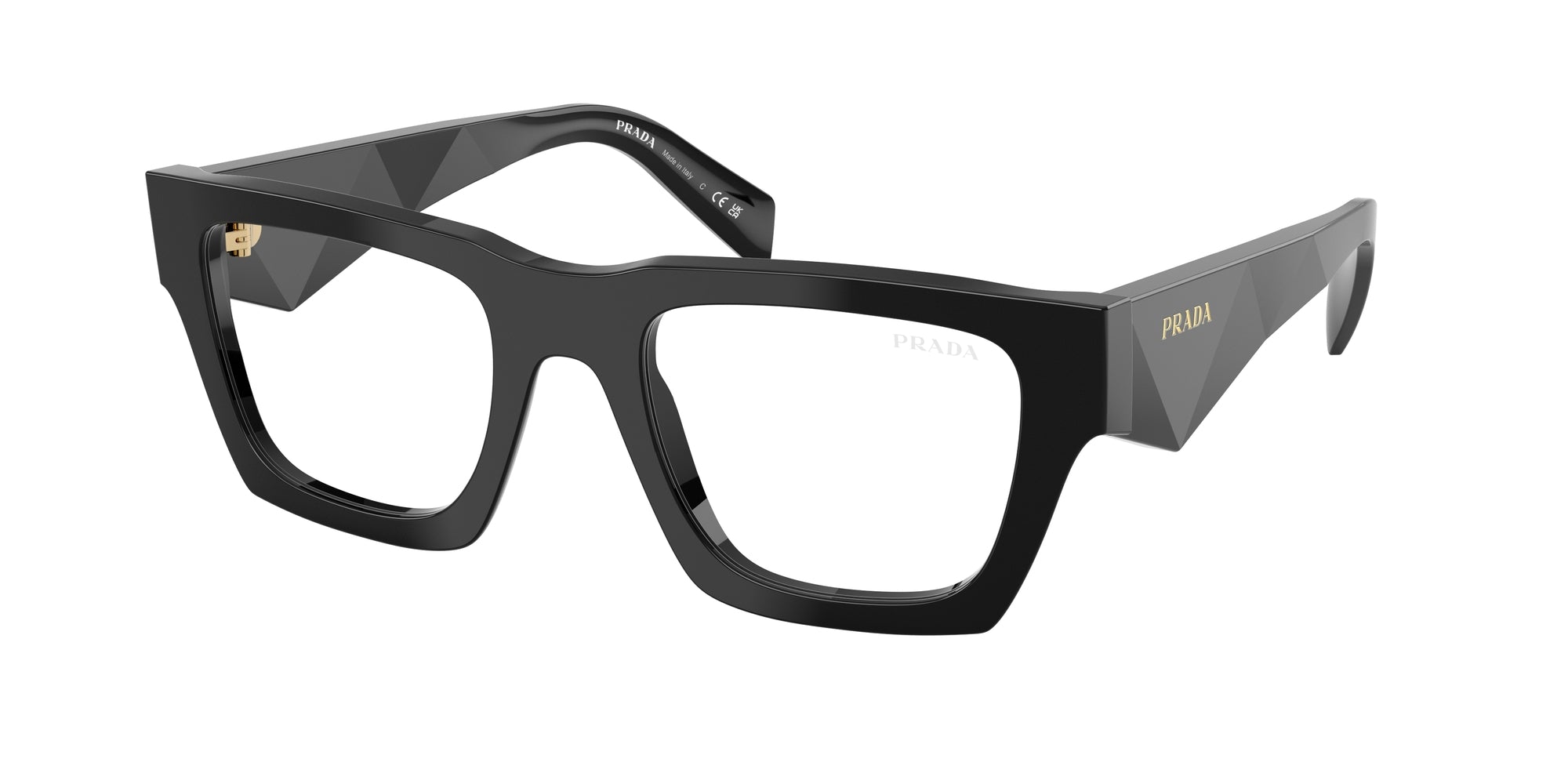 Prada Uomo Pr A06S  16K08N Occhiali Da Sole Acetato Nero Trasparente Pillow Normale