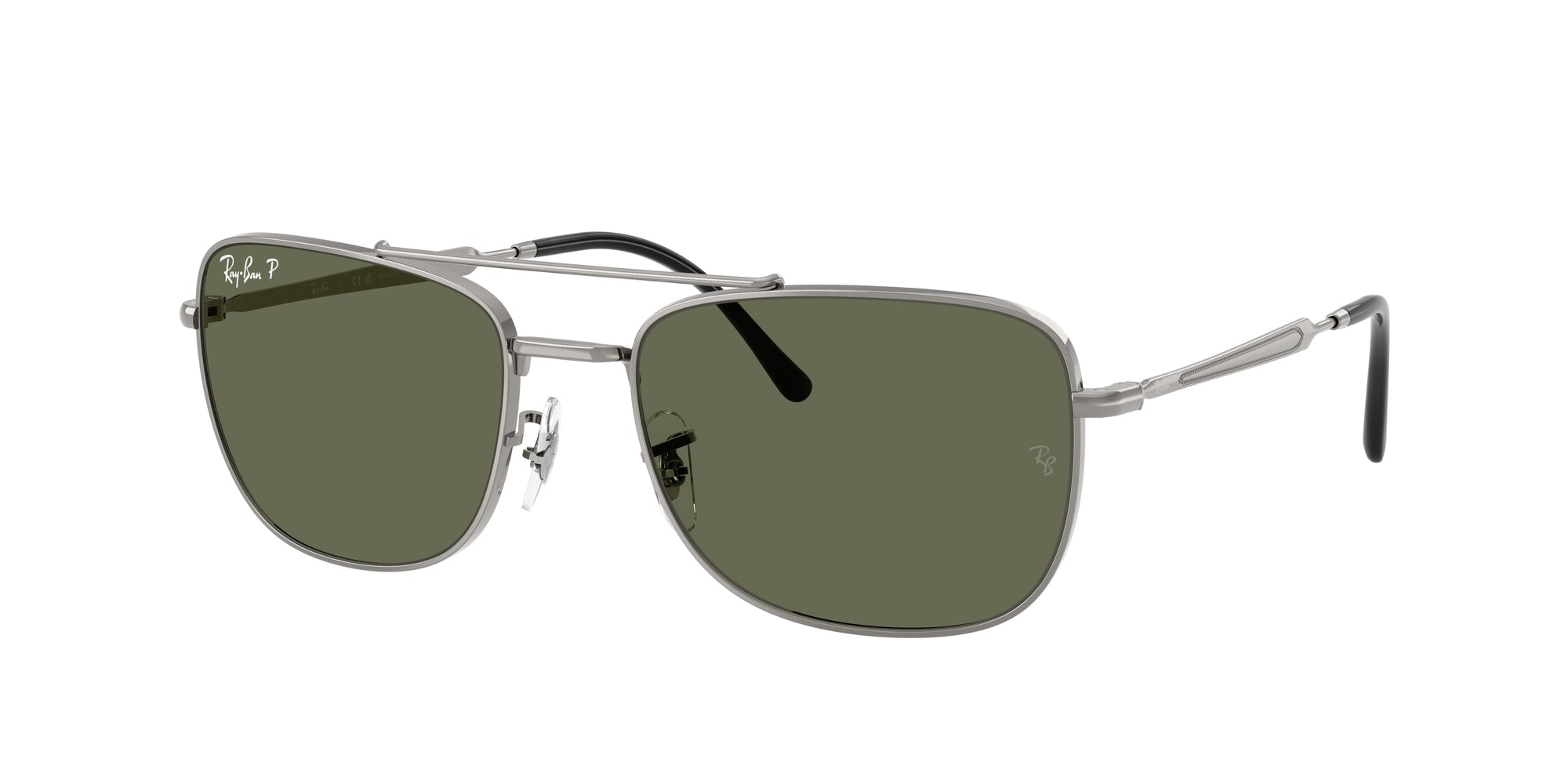 Ray - Ban Unisex Rb3755 004/58 Occhiali Da Sole Metallo Grigio Verde Squadrata Polarizzata