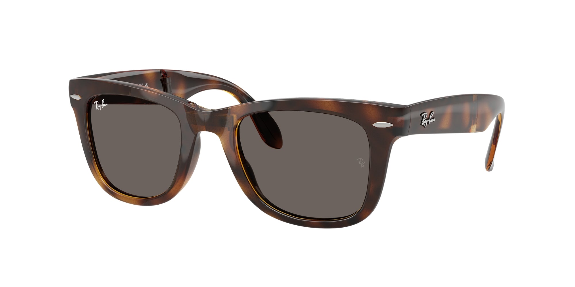 Ray - Ban Uomo Rb4105 Folding Wayfarer 710/B1 Occhiali Da Sole Nylon Tartaruga Grigio Squadrata Normale