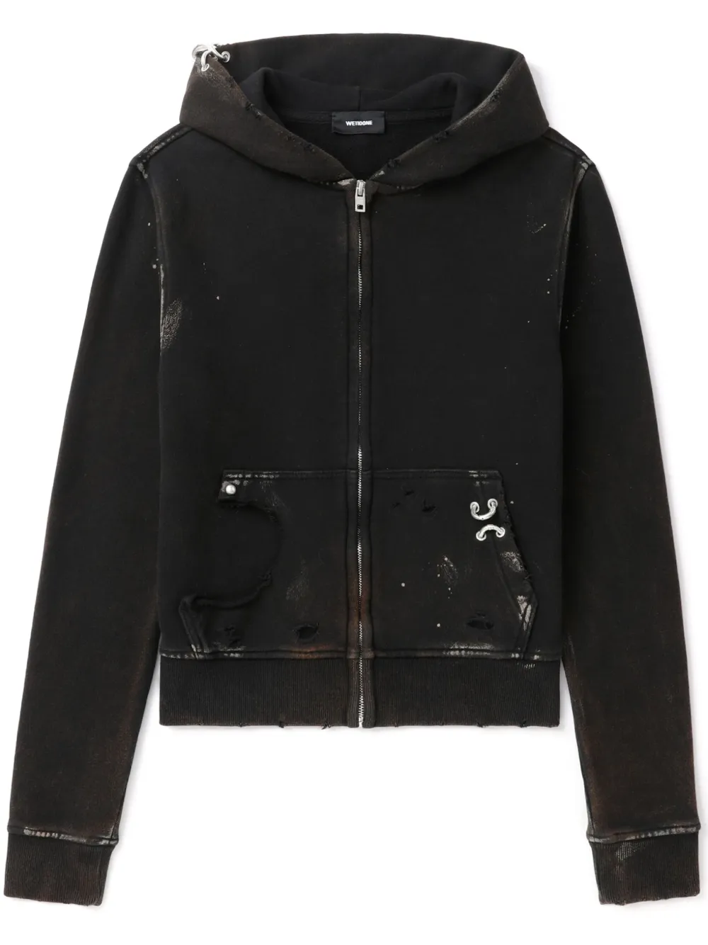 We11done ripped-detailing hoodie - Nero