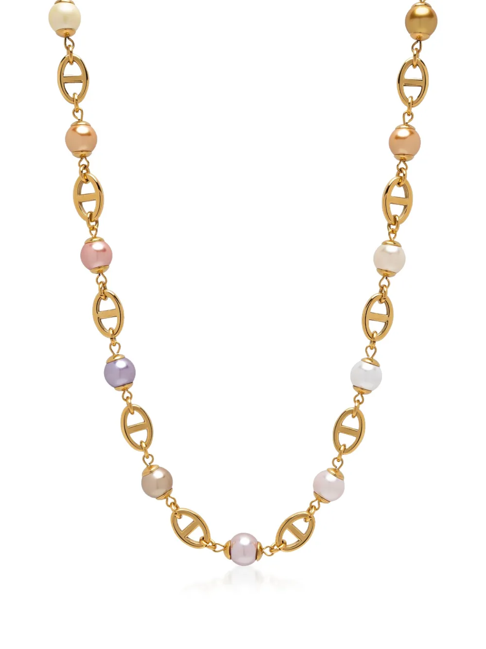 Nialaya Jewelry pearl-mariner chain necklace - Oro