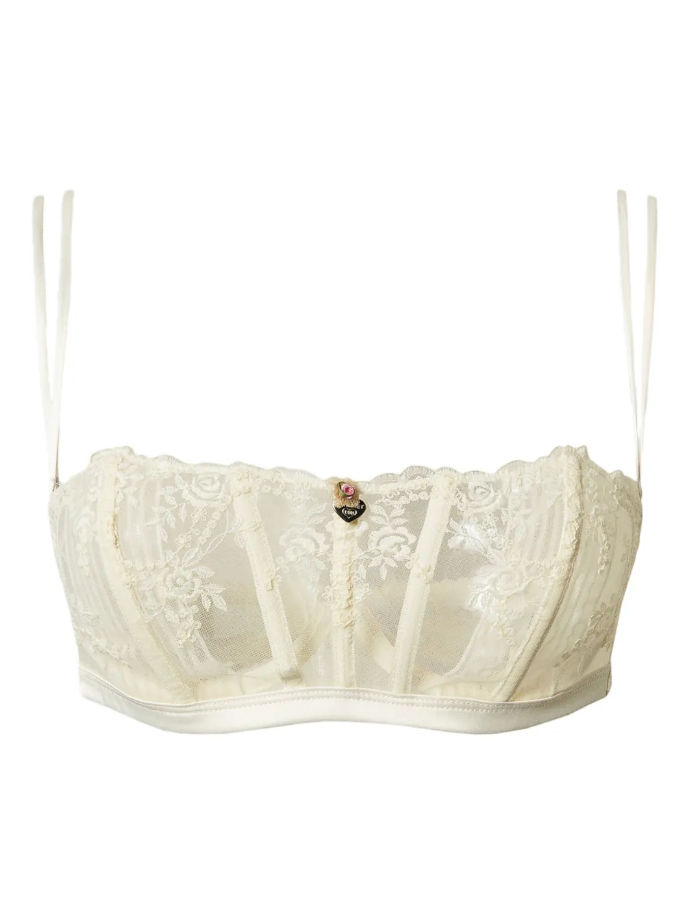 TWINSET embroidered tulle bandeau bra - Bianco