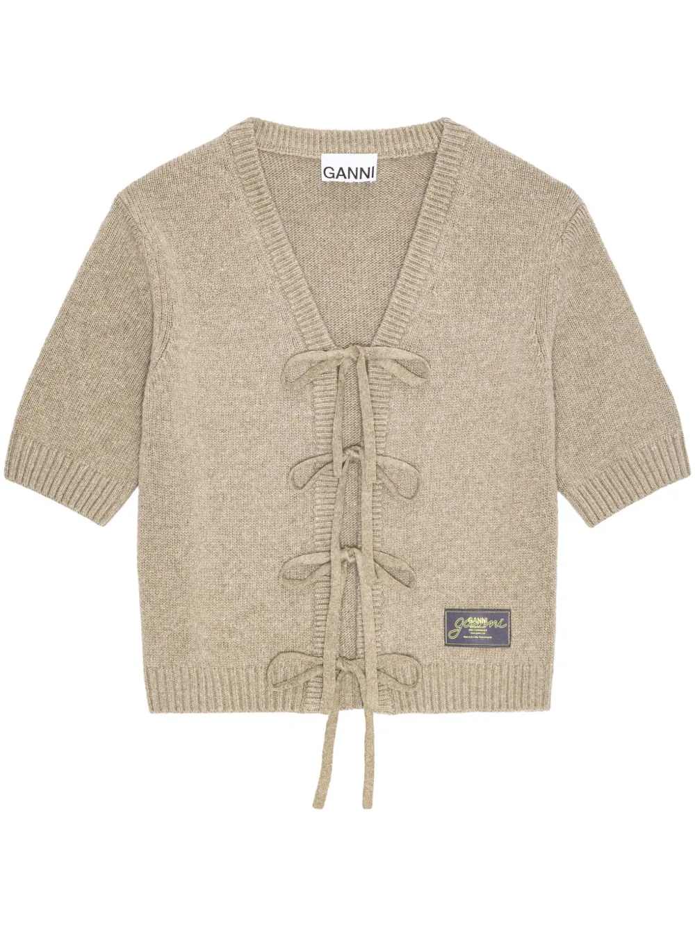 GANNI Cardigan con lacci - Toni neutri
