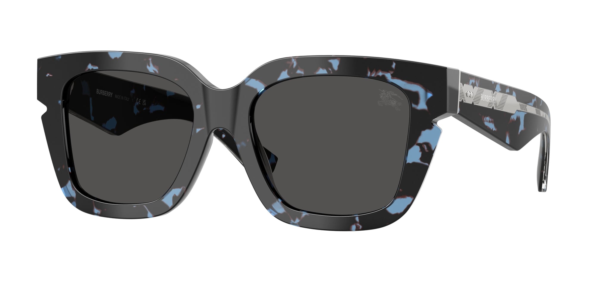 Burberry Donna Be4453  411187 Occhiali Da Sole Acetato Blu Grigio Squadrata Normale