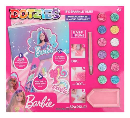 Diamond Dotz Dtz10.011 Original Diamond Painting Dotzies Set Barbie Con 5 Motivi: 1 Astuccio, 2 Bracciali 21 X 2 Cm, 2 Adesivi/Adesivi, Set Completo C