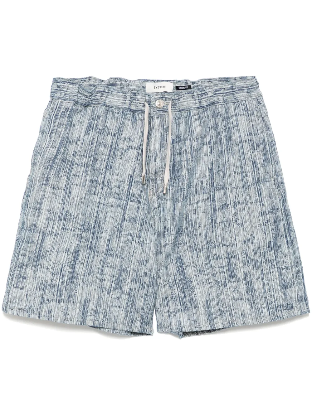 System Shorts denim con effetto jacquard - NY NAVY