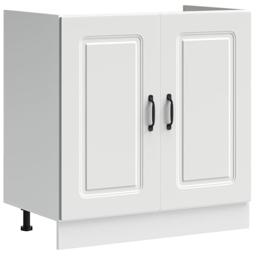 Vidaxl Mobile Base Lavello Kalmar Bianco 80X46X81,5 Cm In Truciolato