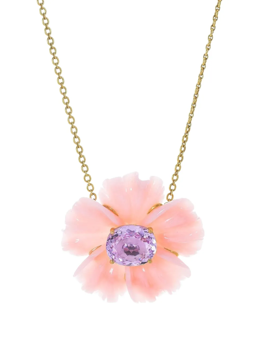 Irene Neuwirth 18K yellow gold opal kunzite flower necklace - Oro