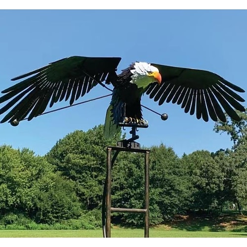 Aquila d'arte da giardino, gufo in metallo, decorazione da palo da giardino antiruggine e antivento uccello decorazione da esterno decorazione da giar