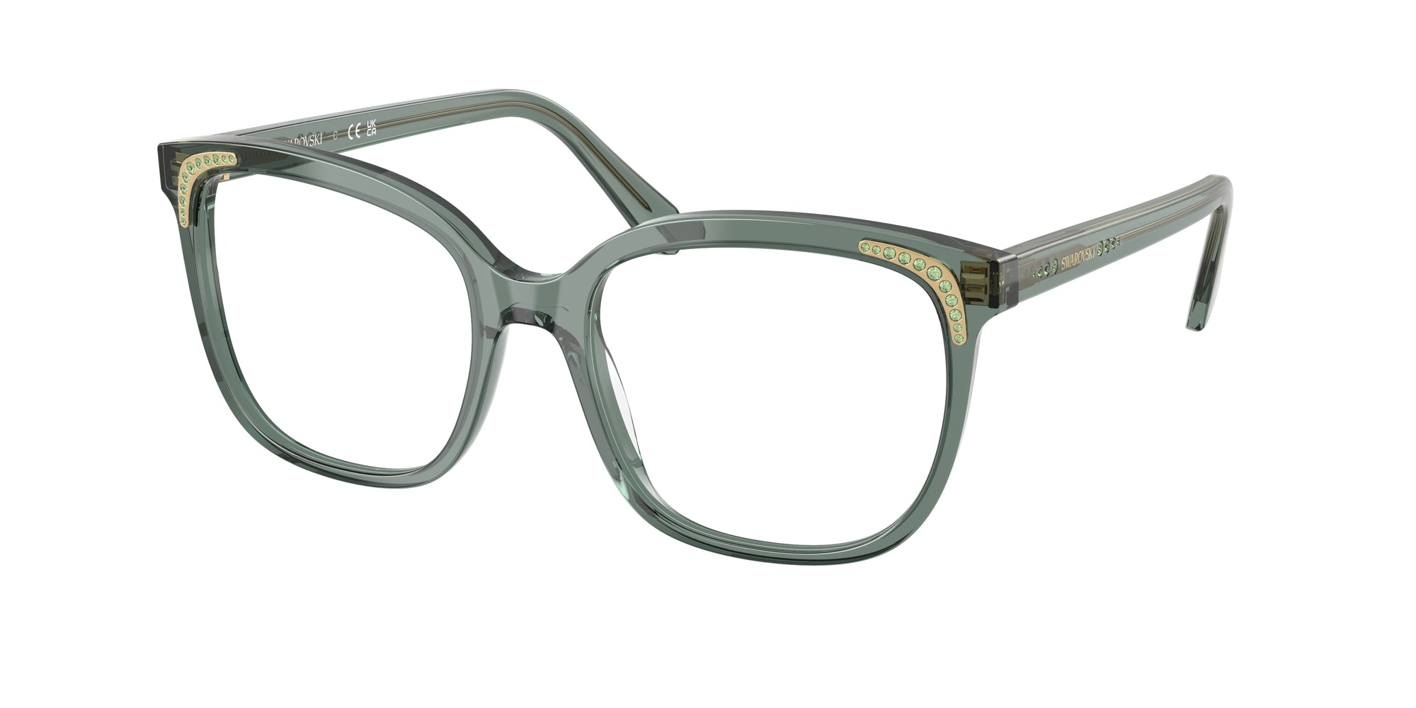 Swarovski Donna Sk2033  1043 Montature Da Vista Acetato Verde Trasparente Farfalla Normale