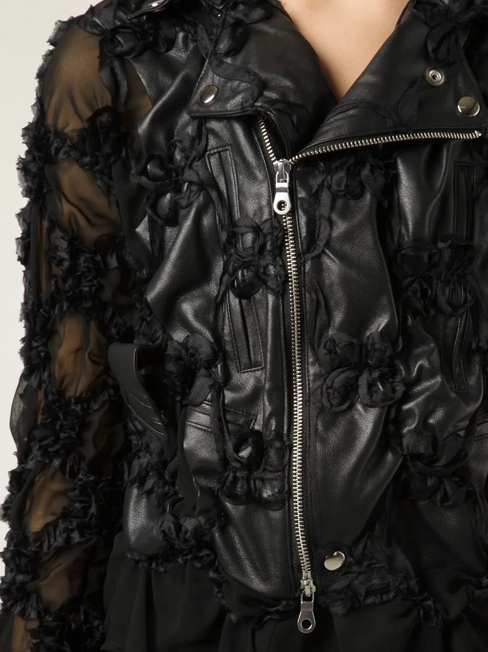 Noir Kei Ninomiya appliqué biker jacket - Nero